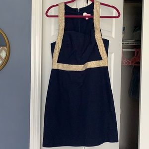Lilly Pulitzer Navy and Gold shift dress